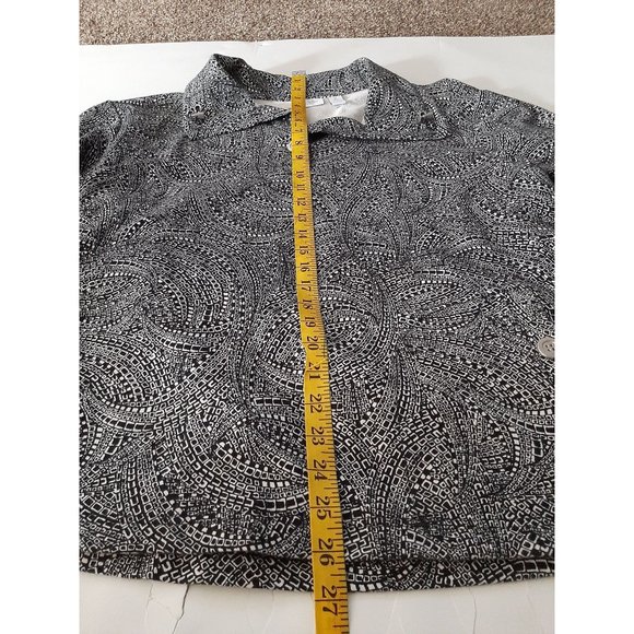 Weekends By Chico's Blue Top with pockets High Collar Size 2 Casual Classic - Picture 11 of 12